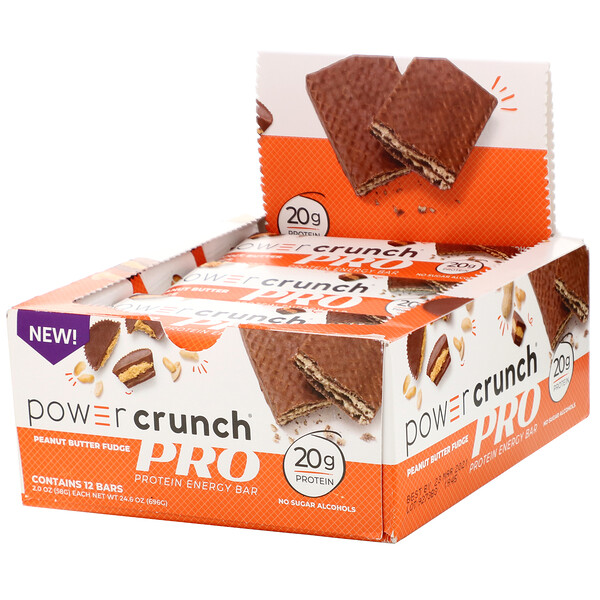 BNRG‏, Power Crunch Protein Energy Bar, PRO, Peanut Butter Fudge, 12 Bars, 2 oz (58 g) Each