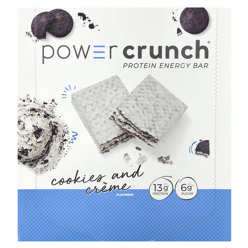 Bnrg Power Crunch®, Protein Energy Bar, Cookies and Crème, 12 Bars, 1.4 oz (40 g) Each