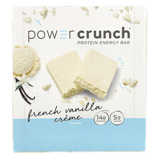 BNRG, Power Crunch®, Barre énergétique protéinée, Crème à la vanille française, 12 barres, 40 g pièce