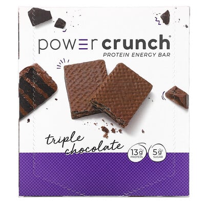 

BNRG Протеиновый энергетический батончик Power Crunch, оригинальная рецептура, тройной шоколад, 12 батончиков, 40 г (1,4 унции) каждый