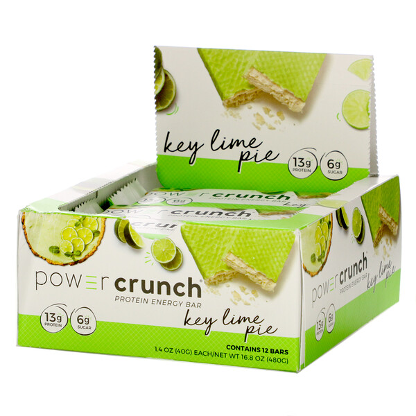 BNRG‏, Power Crunch Protein Energy Bar, Key Lime Pie, 12 Bars, 1.4 oz (40 g) Each