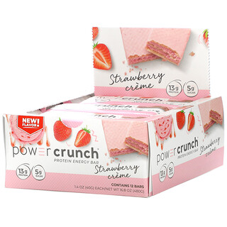 BNRG, Power Crunch 蛋白能量棒，草莓奶油，12 根，每根 1.4 盎司（40 克）