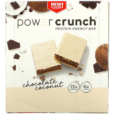 

BNRG Power Crunch протеиновый энергетический батончик шоколад и кокос 12 батончиков 40 г (1 4 унции)
