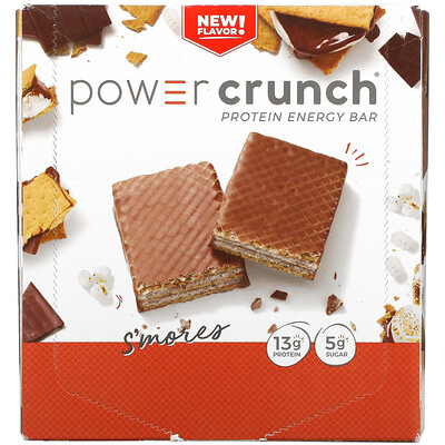 

BNRG Power Crunch протеиновый энергетический батончик со вкусом зефира крекера и шоколада 12 батончиков 40 г (1 4 унции) каждый