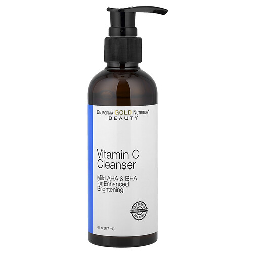 California Gold Nutrition Beauty, Vitamin C Cleanser, Enhanced Brightening Gel Cleanser, 6 fl oz (177 ml)