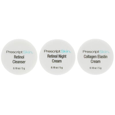 

PrescriptSkin, Retinol Trial Set, 3 Professional Strength Anti-Aging Products, 3 Jars, 0.18 oz (5 g) Each