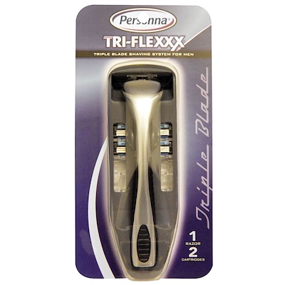 Personna Razor Blades Tri-Flexxx,男性三重刀片剃須,1把剃刀,2刀片盒