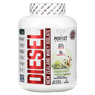 PERFECT Sports, Diesel, Nieuw-Zeelandse wei-isolaat, Bubble Milk Tea, honingdauwmeloen, 5 lbs (2,27 kg)