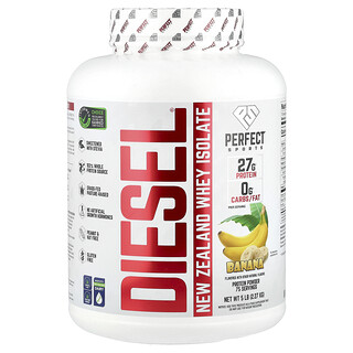 PERFECT Sports, Diesel®（ディーゼル）、ニュージーランド ホエイプロテインアイソレート、バナナ、2.27kg（5ポンド）