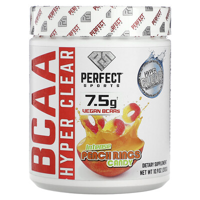 

Perfect Sports, BCAA Hyper Clear, Intense Peach Rings, 10.9 oz (310 g)