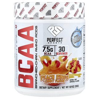 PERFECT Sports, Hipertransparencia de BCAA, Anillos de caramelo de melocotón, 310 g (10,9 oz)