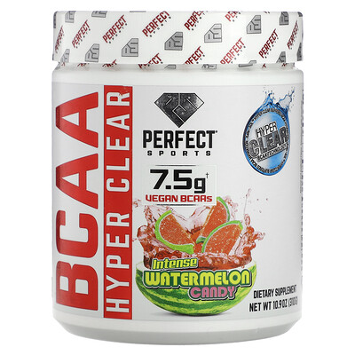 

Perfect Sports BCAA Hyper Clear, арбузные конфеты с насыщенным вкусом, 310 г (10,9 унции)