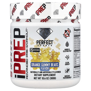 PERFECT Sports, iPrep, pre-antrenament avansat, ursuleți de gumă portocaliu, 10,6 oz (300 g)