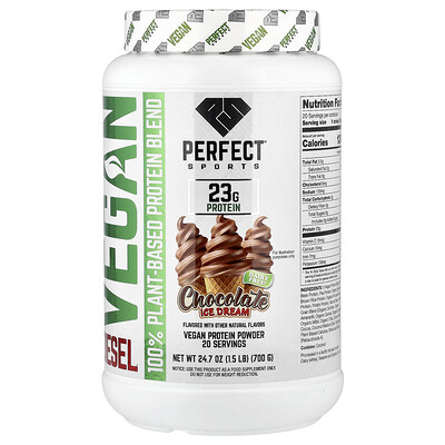 PERFECT Sports, Vegan Diesel, 100% Plant-Based Protein Blend, Chocolate Ice Dream, 1.5 lb (700 g)