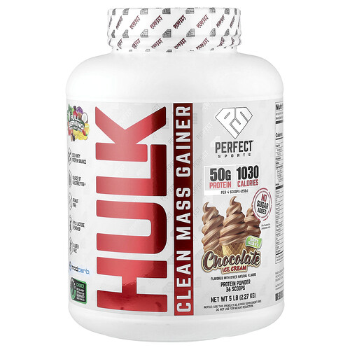 PERFECT Sports, Hulk Clean Mass Gainer, Schokoladeneis, 2,27 kg (5 lb.)