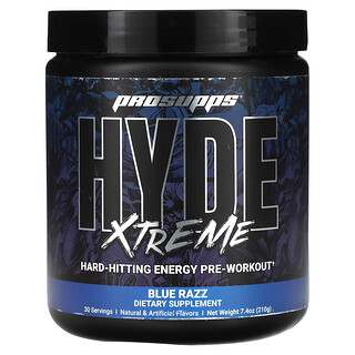 ProSupps, Hyde Xtreme, Snažan energetski napitak prije treninga, Blue Razz, 210 g