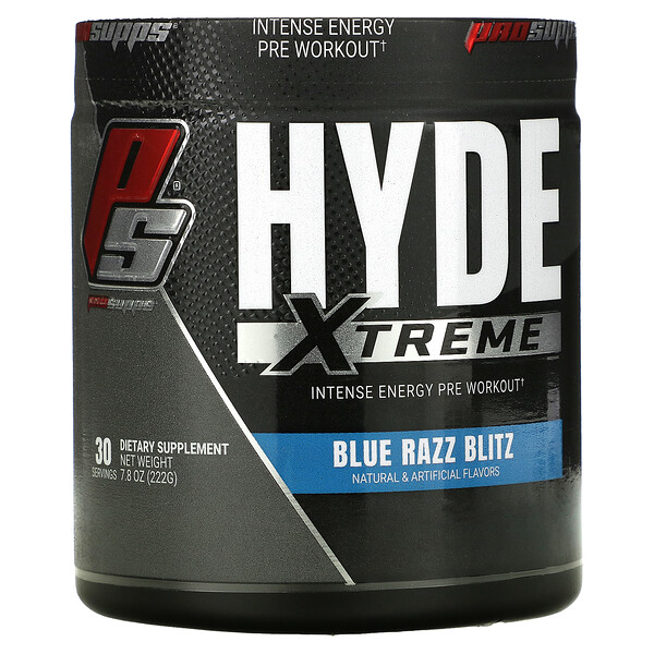 ProSupps‏, Hyde, אקסטרים, אנרגיה עוצמתית טרום אימון, בטעם פטל כחול, 222 גרם (7.8 אונקיות)
