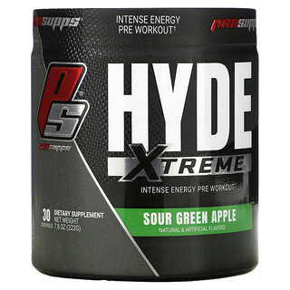 ProSupps, Hyde، Xtreme، مكمل طاقة مكثف لما قبل التمارين، نكهة التفاح الأخضر الحامض، 7.8 أونصة (222 جم)