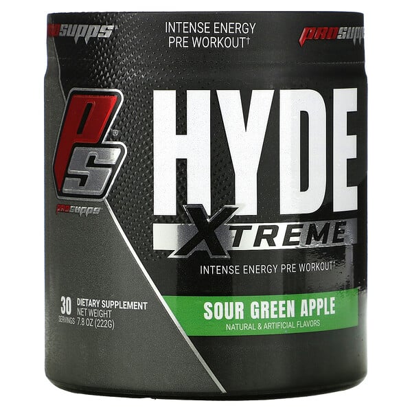ProSupps, Hyde Xtreme, предтренировочная энергетическая добавка, кислое зеленое яблоко, 222 г (7,8 унции)