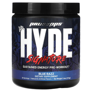 ProSupps, Mr.Hyde, Preentrenamiento exclusivo para la energía sostenida, Blue Razz, 216 g (7,6 oz)