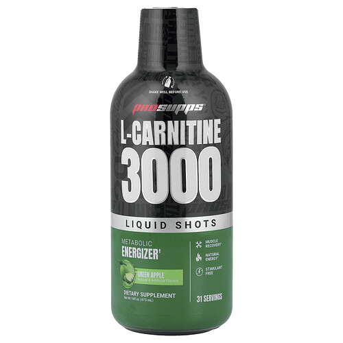 Prosupps L-Carnitine 3000 Liquid Shots, Green Apple, 16 fl oz (473 ml)