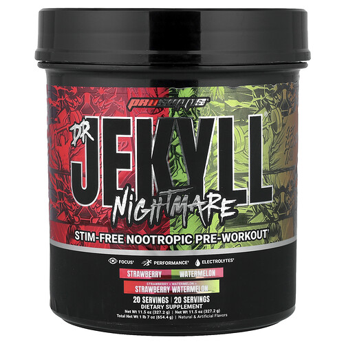Prosupps Dr. Jekyll Nightmare, Stim-Free Nootropic Pre-Workout, Strawberry Watermelon, 1 lb 7 oz (654.4 g)