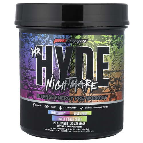 Prosupps Mr. Hyde Nightmare, Intense Energy Pre-Workout, Sweet & Sour Candy, 1 lb 3.4 oz ( 549.2 g)