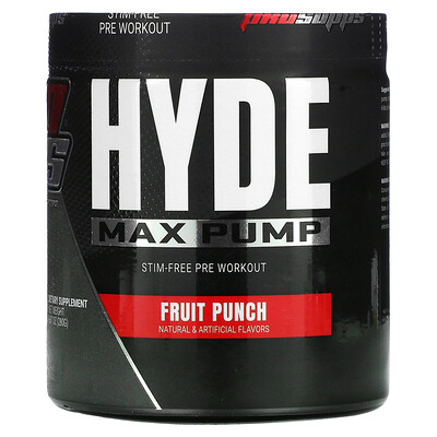 Купить ProSupps Hyde Max Pump, предтренировочный комплекс без стимуляторов, фруктовый пунш, 280 г (9, 87 унции)