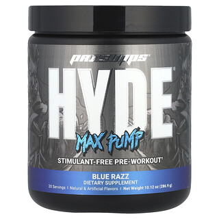 ProSupps, Hyde®, Suplemento energético máximo, Preentrenamiento, Razz azul, 286,9 g (10,12 oz)