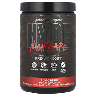 ProSupps, HYDE® Nightmare, Suplemento energético intenso para el preentrenamiento, Baya roja, 406,8 g (14,35 oz)