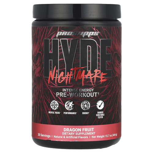 Prosupps HYDE® Nightmare, Intense Energy Pre-Workout, Dragon Fruit, 15.7 oz (444 g)
