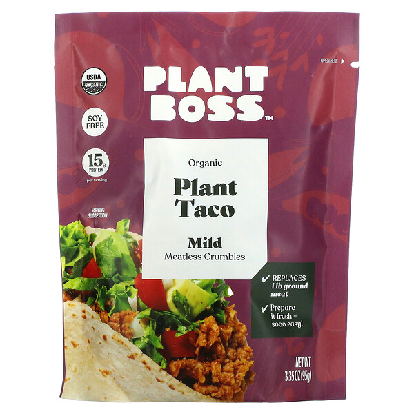 Organic Plant Taco Meatless Crumbles, Mild, 3.35 oz (95 g)