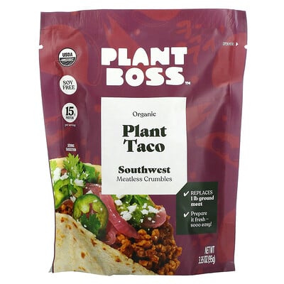 Купить Plant Boss Органические растительные тако, юго-западные крошки без мяса, 95 г (3, 35 унции)