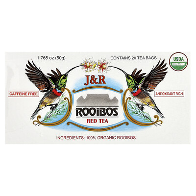 J&R Port Trading, Té Rojo Rooibos J&R, Sin Cafeína, 20 Bolsitas, 1.765 oz (50 g)