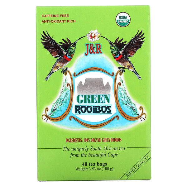 Green Rooibos, Caffeine-Free, 40 Tea Bags, 3.53 oz (100 g)