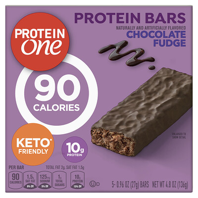 Купить Protein One Протеиновые батончики, шоколадная помадка, 5 батончиков, 27 г (0, 96 унции)