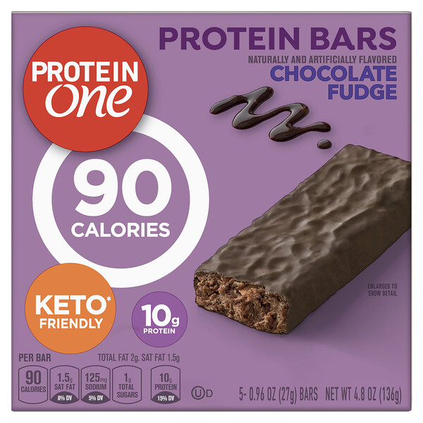 Protein One, Protein Bars, Chocolate Fudge, 5 Bars, 0.96 oz (27 g) Each