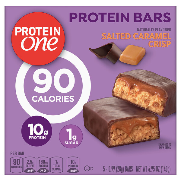 Protein One, Protein Bars, Salted Caramel Crisp, 5 Bars, 4.8 oz (136 g