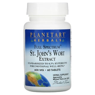 Planetary Herbals, 풀스펙트럼, 세인트 존스 워트 추출물, 600 mg, 60 정