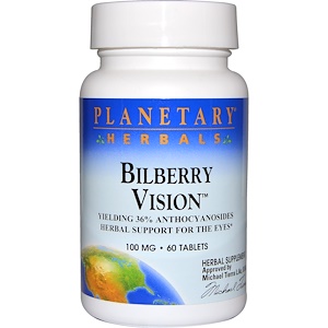 Отзывы о Планетари Хербалс, Bilberry Vision, 100 mg, 60 Tablets
