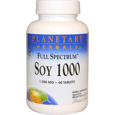 Planetary Herbals Соя-1000 полного спектра, 1000 мг, 60 таблеток