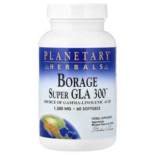 Planetary Herbals, Μπόραγο Super GLA 300™, 1.300 mg, 60 μαλακές κάψουλες