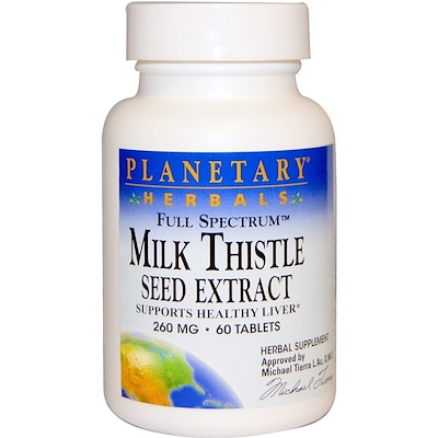 Planetary Herbals Экстракт семян расторопши, полный спектр, 260 мг, 60 таблеток