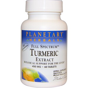 Отзывы о Планетари Хербалс, Full Spectrum Turmeric Extract, 450 mg, 60 Tablets