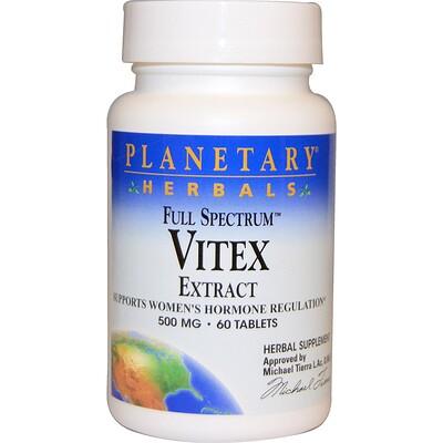 Planetary Herbals Полный спектр, экстракт витекса, 500 мг, 60 таблеток