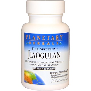 Planetary Herbals, Voll-Spektrum Jiaogulan, 375 mg, 60 Tabletten