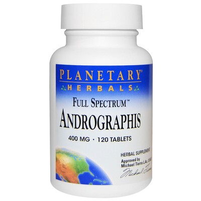 Planetary Herbals Полный спектр, андрографис, 400 мг, 120 таблеток