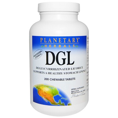 Planetary Herbals DGL, глицирризинат солодки, 200 жевательных таблеток