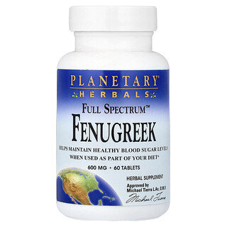 Planetary Herbals, Full Spectrum™, пажитник, 600 мг, 60 таблеток