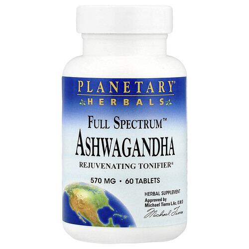 プラネタリーハーバルズ Planetary Herbals, Full Spectrum（フルスペクトル）アシュワガンダ、570mg、60粒